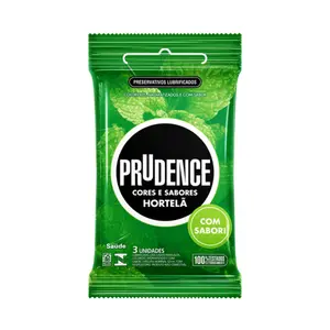 Preservativo Prudence - Cores e Sabores - Sabor Hortelã 3un