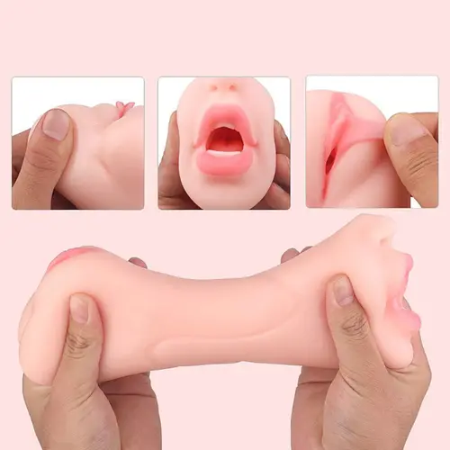 Masturbador Duplo em 3D Boca e Vagina