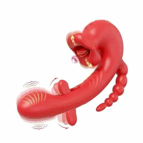 Vibrador com APP Multifunções 3 em 1 com Tapping, Boca Estimuladora e Plug Anal